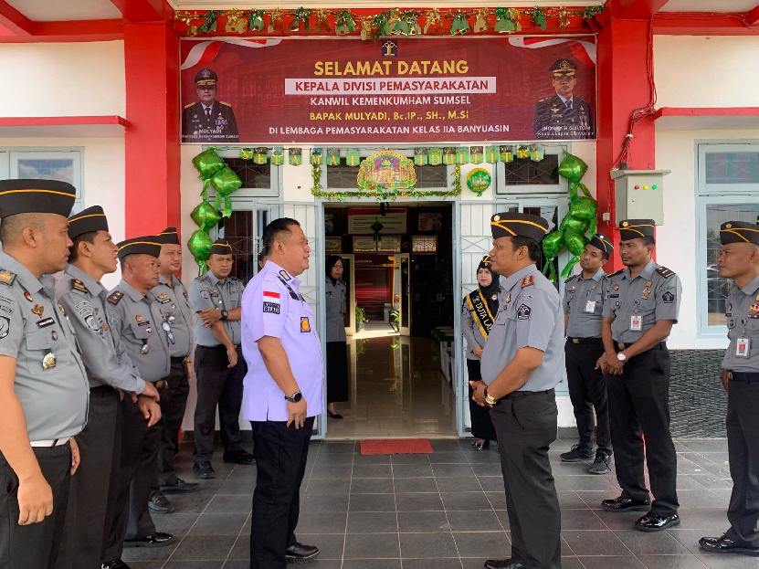 Penguatan Tusi Pegawai Lapas, Kalapas Banyuasin Sambut Kadivpas Kemenkumham Sumsel.