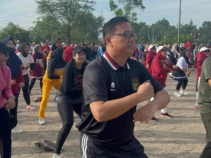 Pj Bupati Banyuasin Agendakan Senam Pagi Setiap Hari Minggu di Taman Kota Banyuasin.