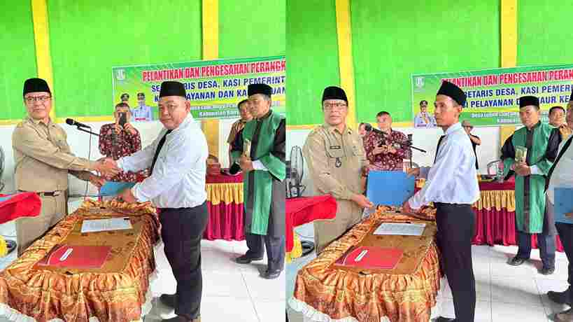 Kades Rusdi Tamrin Lantik Perangkat Desa dan Pengurus Karang Taruna