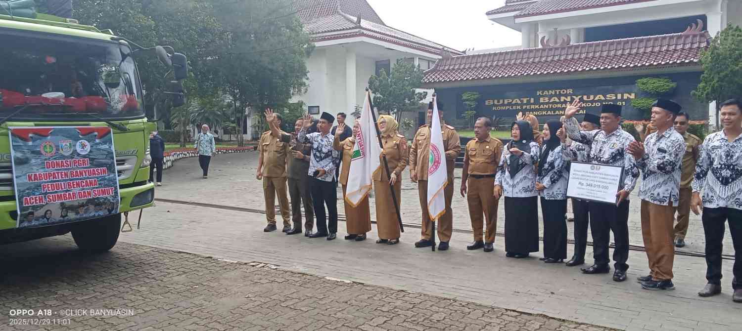 Peduli Sesama, PGRI Banyuasin Salurkan Bantuan Rp349 Juta ke Korban Bencana Sumatera